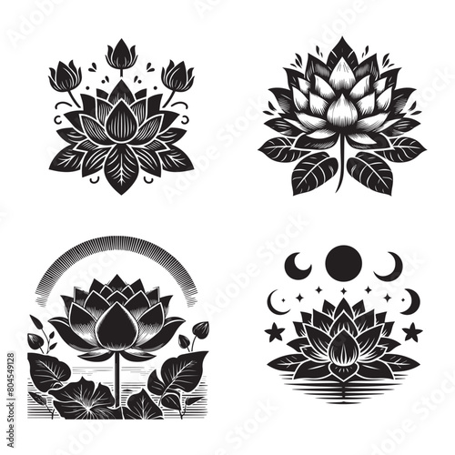 Lotus flower tropical vector sticker design 1