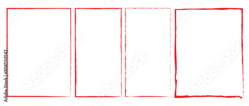 Grunge rectangles vector set. Red grunge rectangle frame isolated on white background. Retro  grunge rectangle frame. 
