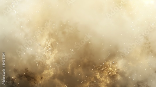 A white background, with grey-beigh smoke and hints of tiny gold specks.