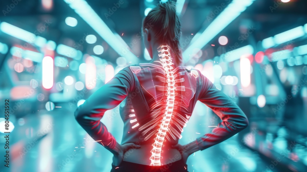 woman suffering from pain in back and neck pain due to bone disease