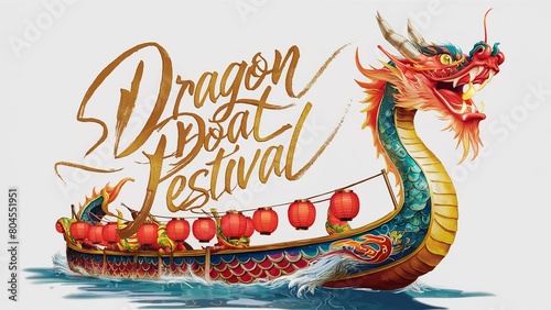 Dragon Boat Festival, Duanwu, dragon head, isolated on white background, Generative