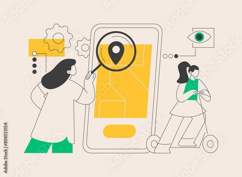 Mobile tracking soft abstract concept vector illustration.