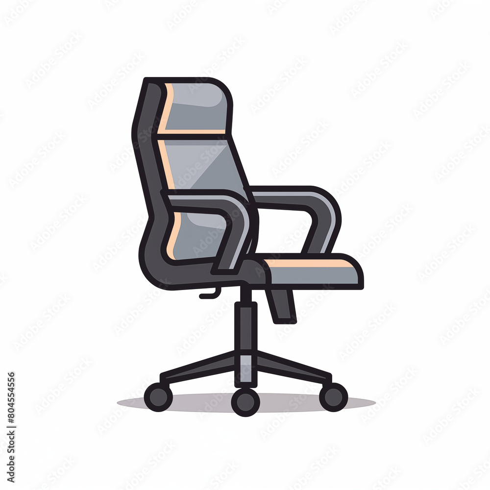 Simplified office chair icon, geometric shapes, monochrome palette, vector style Simplified office chair icon, geometric shapes, monochrome palette, vector style
