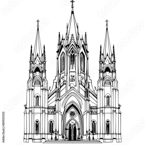 Vector drawing of gothic church