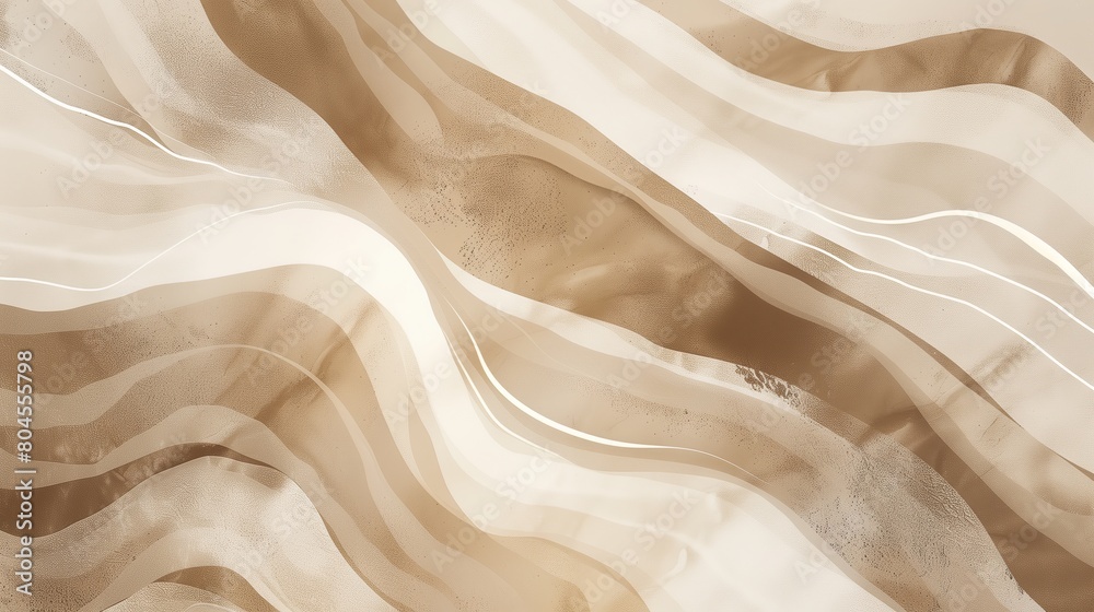 Obraz premium An abstract illustrated print in light beige and darker beige, thick swirling stripes.
