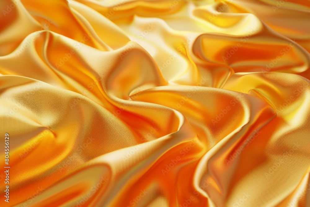 Golden Silk Satin Fabric with Wavy Folds, Luxury Abstract Art Golden Silk Satin Fabric with Wavy Folds, Luxury Abstract Art