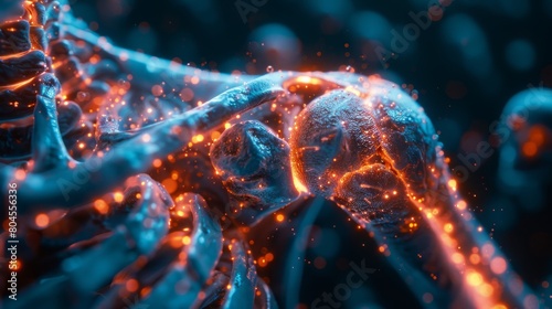Intricate network of neurons firing in a digital  glowing environment