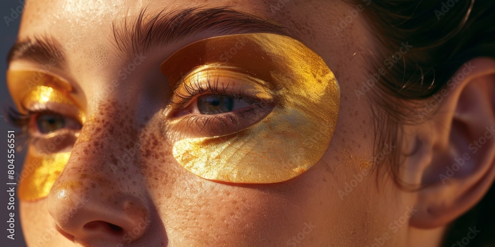 Luxurious Gold Under-Eye Patches on Woman, AI Created