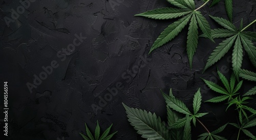Cannabis Leaves on Black Background