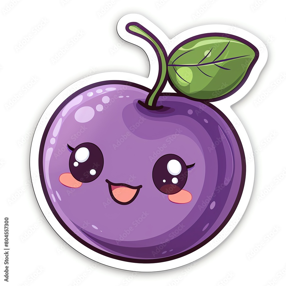 A cute, kawaii sticker of Plum , clipart, isolated on white background