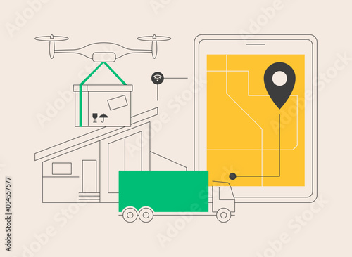 Autonomous delivery abstract concept vector illustration.