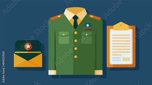 A replica of a soldiers uniform accompanied by a letter detailing the sacrifices made by soldiers for their country.. Vector illustration