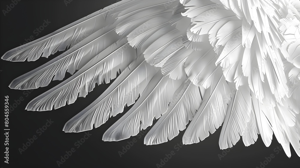 Naklejka premium Monochrome Sketch of Elegant Bird Wing or Feather Silhouette