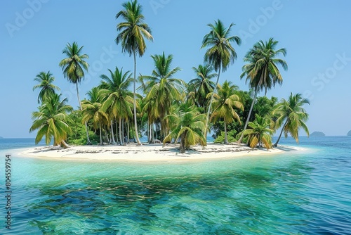 Small Island With Palm Trees in the Ocean