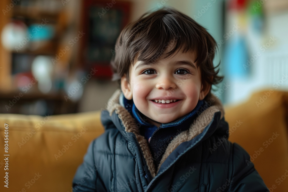 Cute little boy in warm jacket Cute little boy in warm jacket