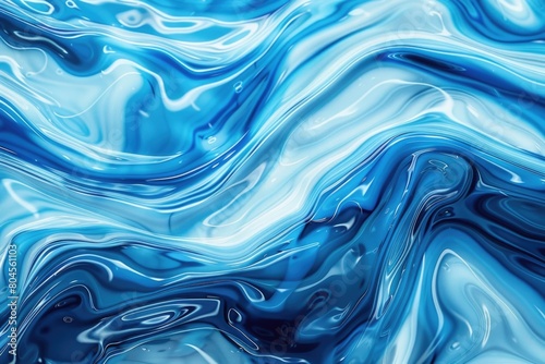 Close up of a blue and white liquid painting. Suitable for artistic backgrounds