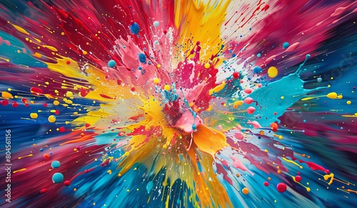 Colorful paint splatter on black background