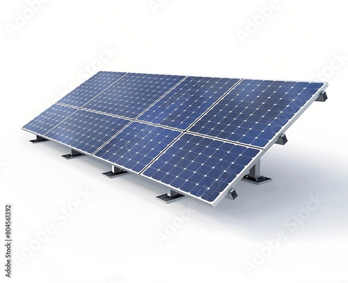 3D rendering of a photovoltaic solar panel isolated on a white background