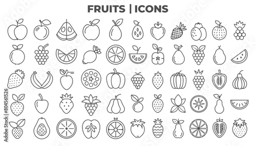 Fruits Icon Set. Fruits Outline icon collection