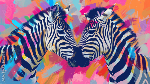Colorful Zebras in Abstract Art Style  Vibrant and Expressive Wildlife Painting Colorful Zebras in Abstract Art Style  Vibrant and Expressive Wildlife Painting