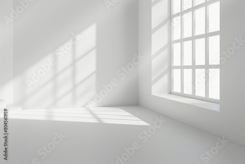 A simple white room with a window and a chair. Suitable for interior design concepts