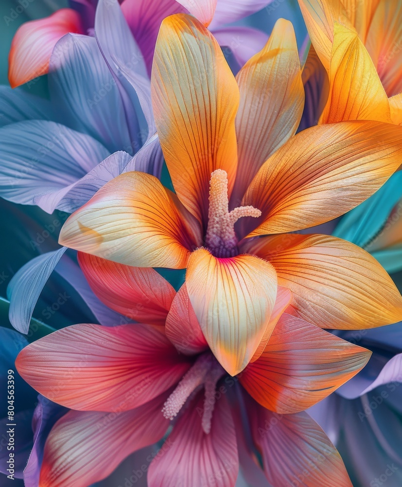 Vibrant Multicolored Flowers Close Up Vibrant Multicolored Flowers Close Up