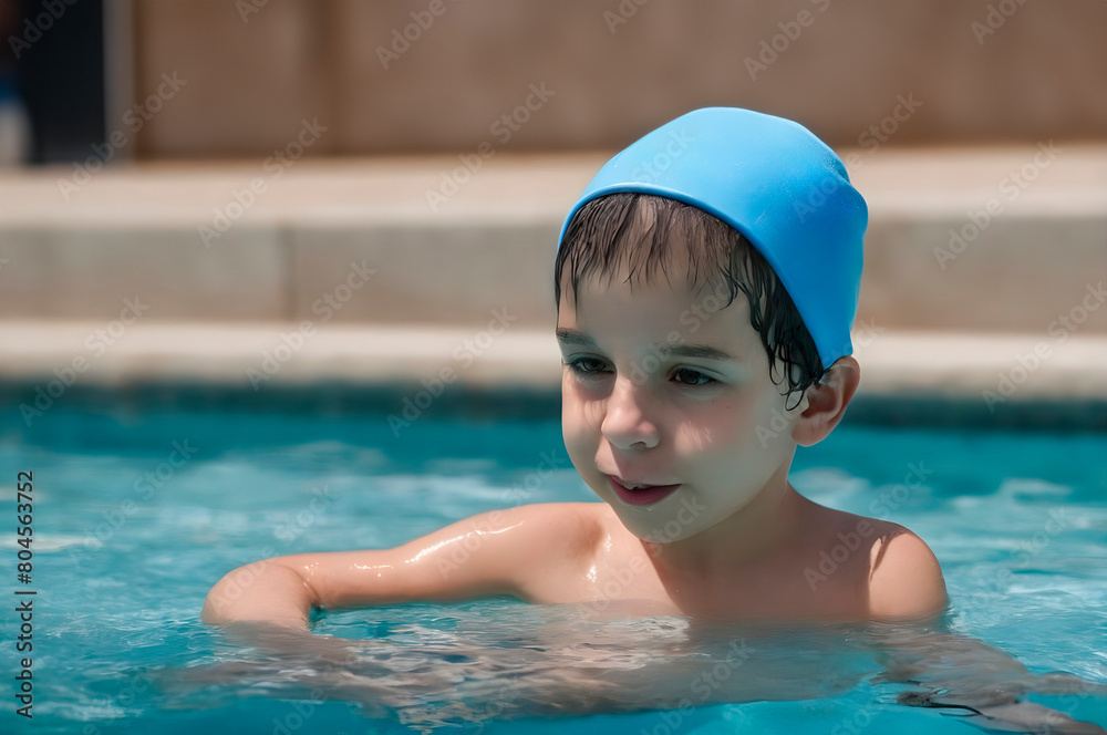 Boy preparing to swim.