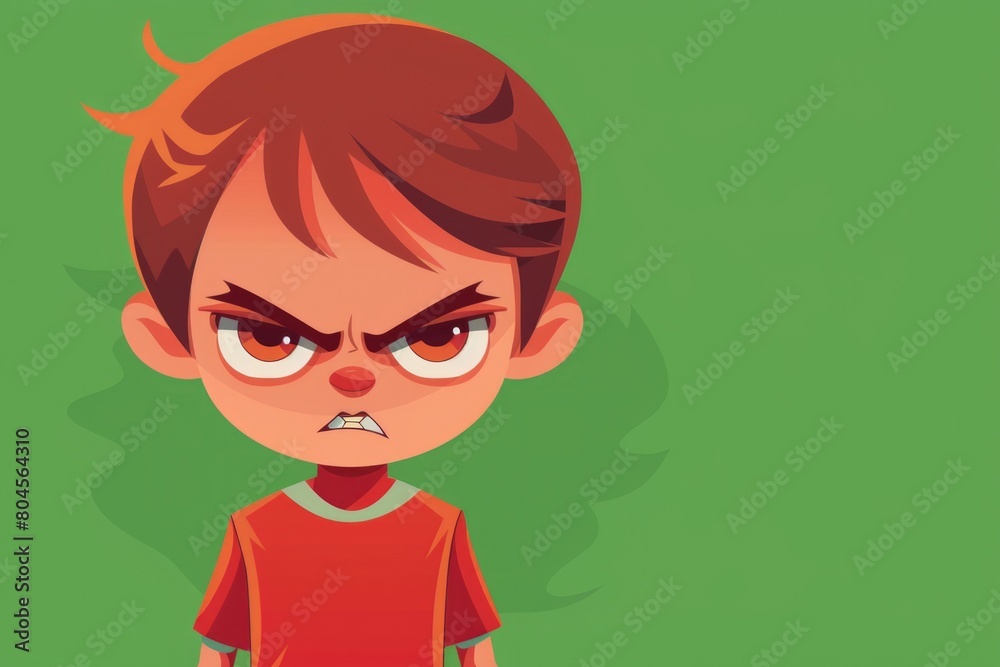 A cartoon boy with an angry expression. Suitable for various children's projects A cartoon boy with an angry expression. Suitable for various children's projects