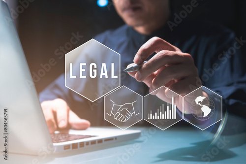 Legal advice service with lawyer working for justice, law, business legislation, and partnership for global investment.