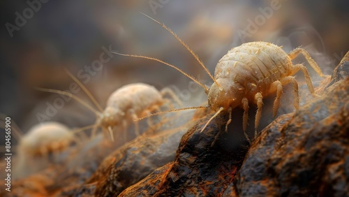 Tiny dust mites in dust can trigger allergies in some individuals. Concept Allergy Triggers, Dust Mites, Indoor Allergies, Respiratory Health, Household Dust photo