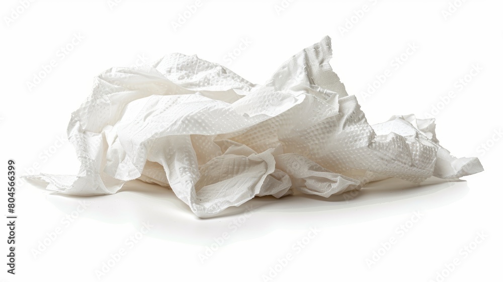Crumpled Paper Towel on White Background Generative AI