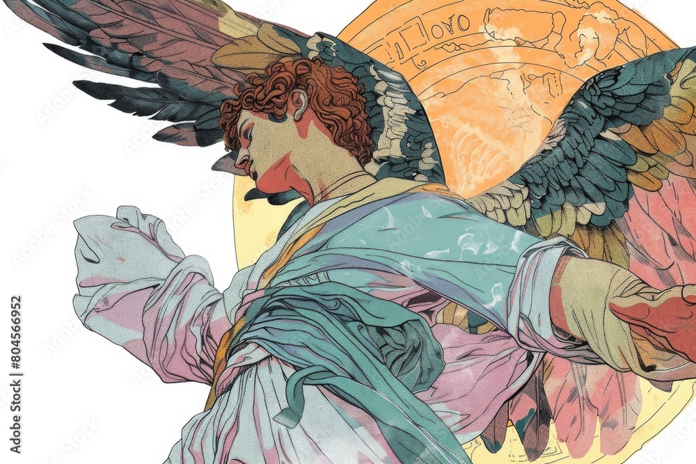 Fototapeta premium A beautiful drawing of an angel holding a bird. Perfect for spiritual and inspirational designs