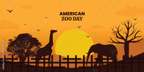 American Zoo Day banner template design for poster  vector file