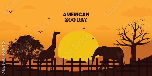 American Zoo Day banner template design for poster, vector file