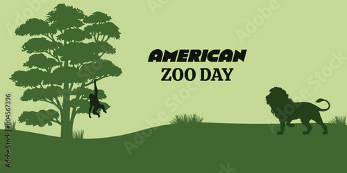 American Zoo Day banner template design for poster, vector file