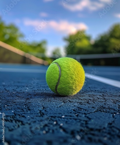 Tennis Ball Sitting on Tennis Court