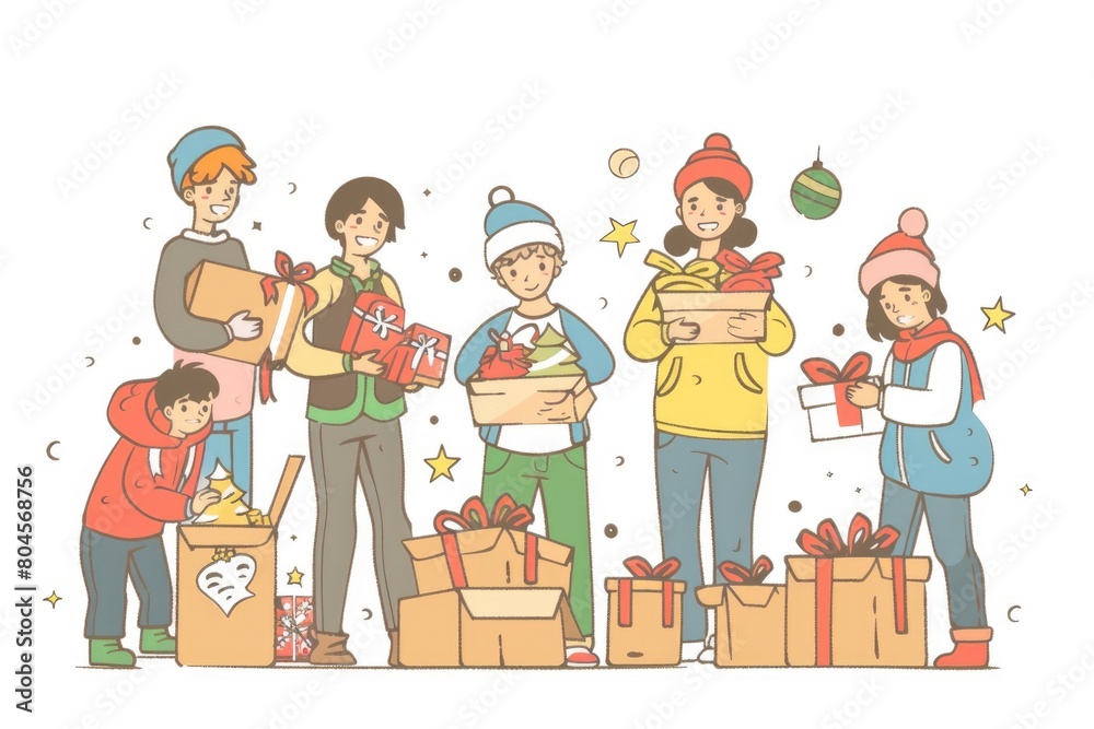 Group of people with gifts, perfect for holiday concept Group of people with gifts, perfect for holiday concept