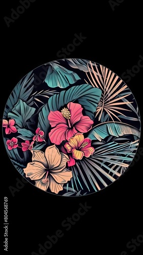 t-shirt design flower in circle abstrack art