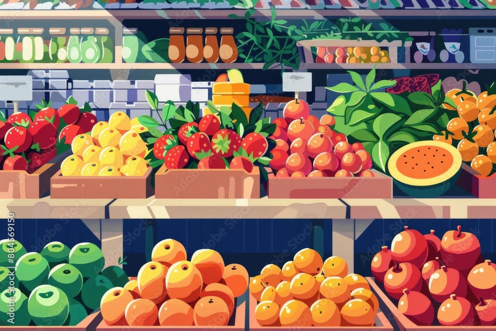 Fresh produce display at a grocery store, perfect for food and nutrition concepts