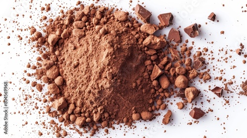 Cocoa Powder Pile on White Background Generative AI