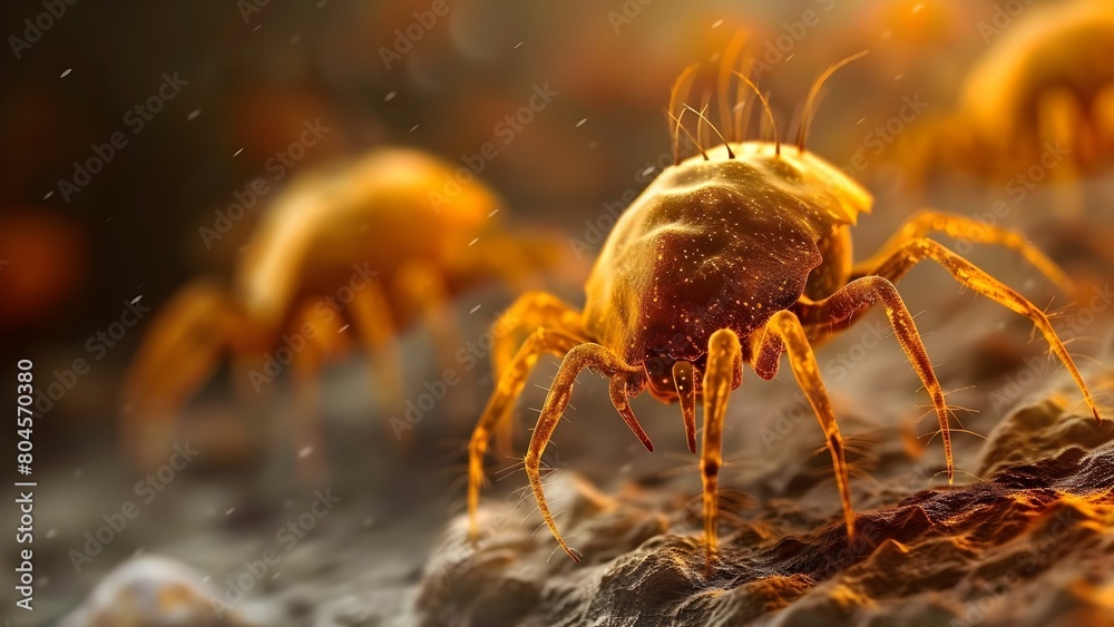Dust Mites in Dust: A Common Allergy Trigger. Concept Dust Mites, Allergens, Indoor Air Quality, Allergy Symptoms, Dust Mite Prevention