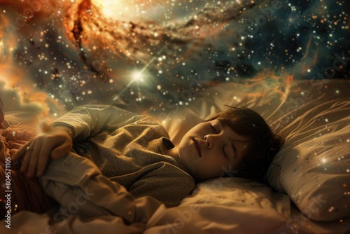 A young child peacefully sleeping in bed, perfect for bedtime stories