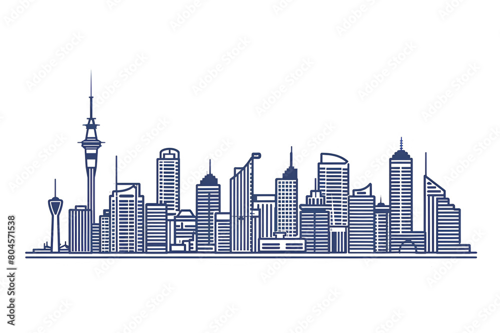 Auckland skyline vector line art
