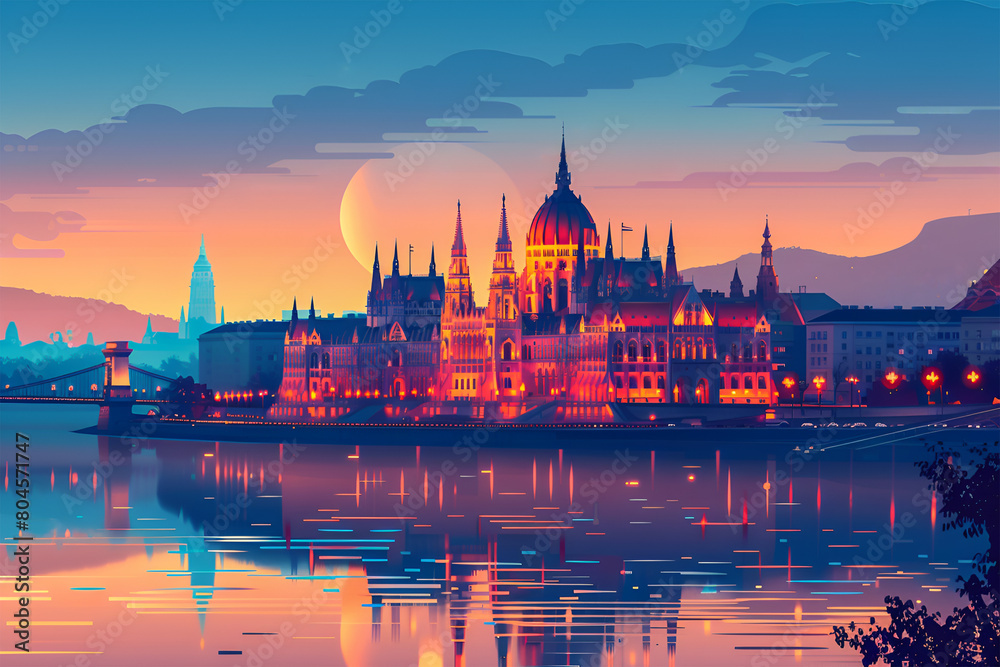 Fototapeta premium Budapest city skyline vector illustration