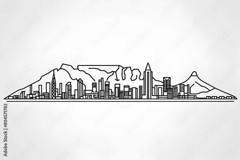 Fototapeta premium Cape Town city skyline line art vector