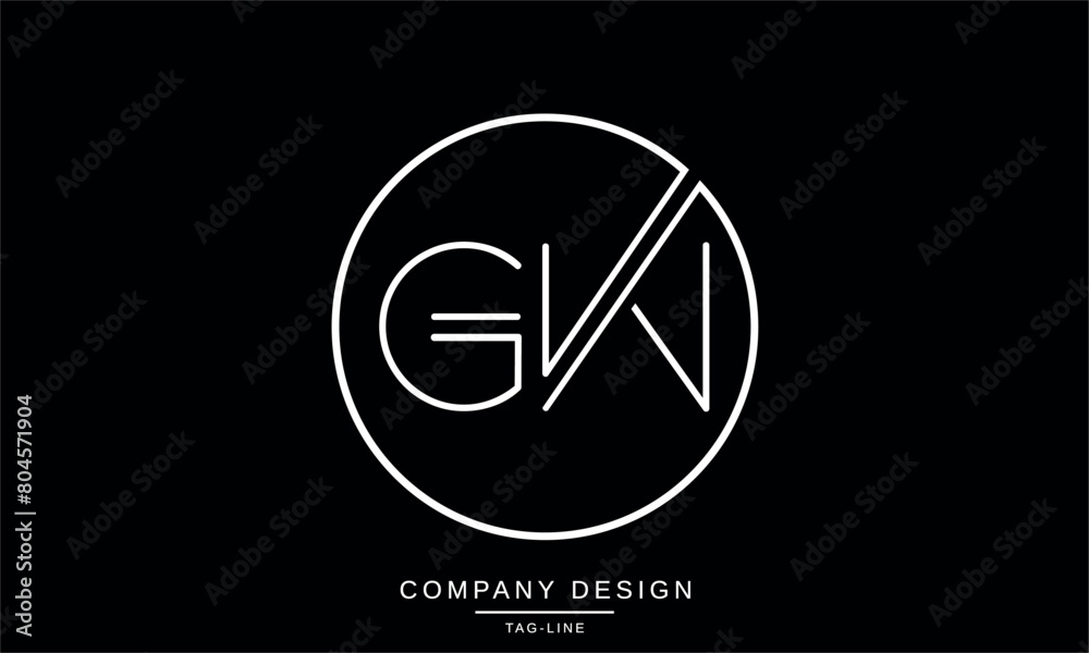 GW, WG Abstract Letters Logo Monogram design Font Icon