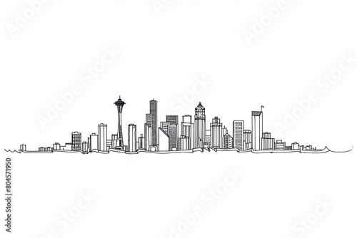Seattle vector line art skyline illustration