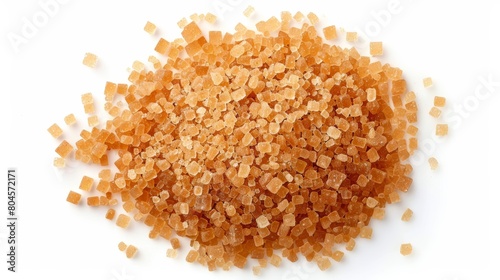 Brown Sugar Crystals on White Background Generative AI photo