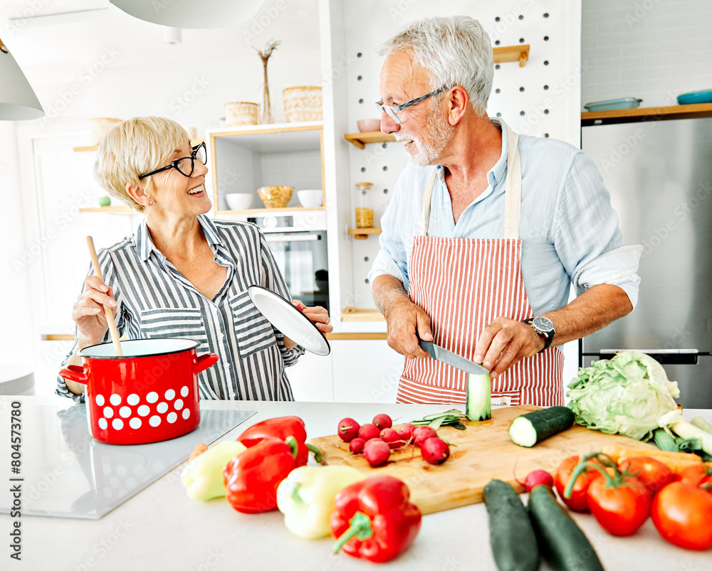 love kitchen senior woman man couple home retirement happy food smiling husband wife together person