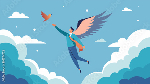 The the encourages the patient to envision themselves soaring through the sky like a bird allowing them to feel a sense of lightness and freedom.